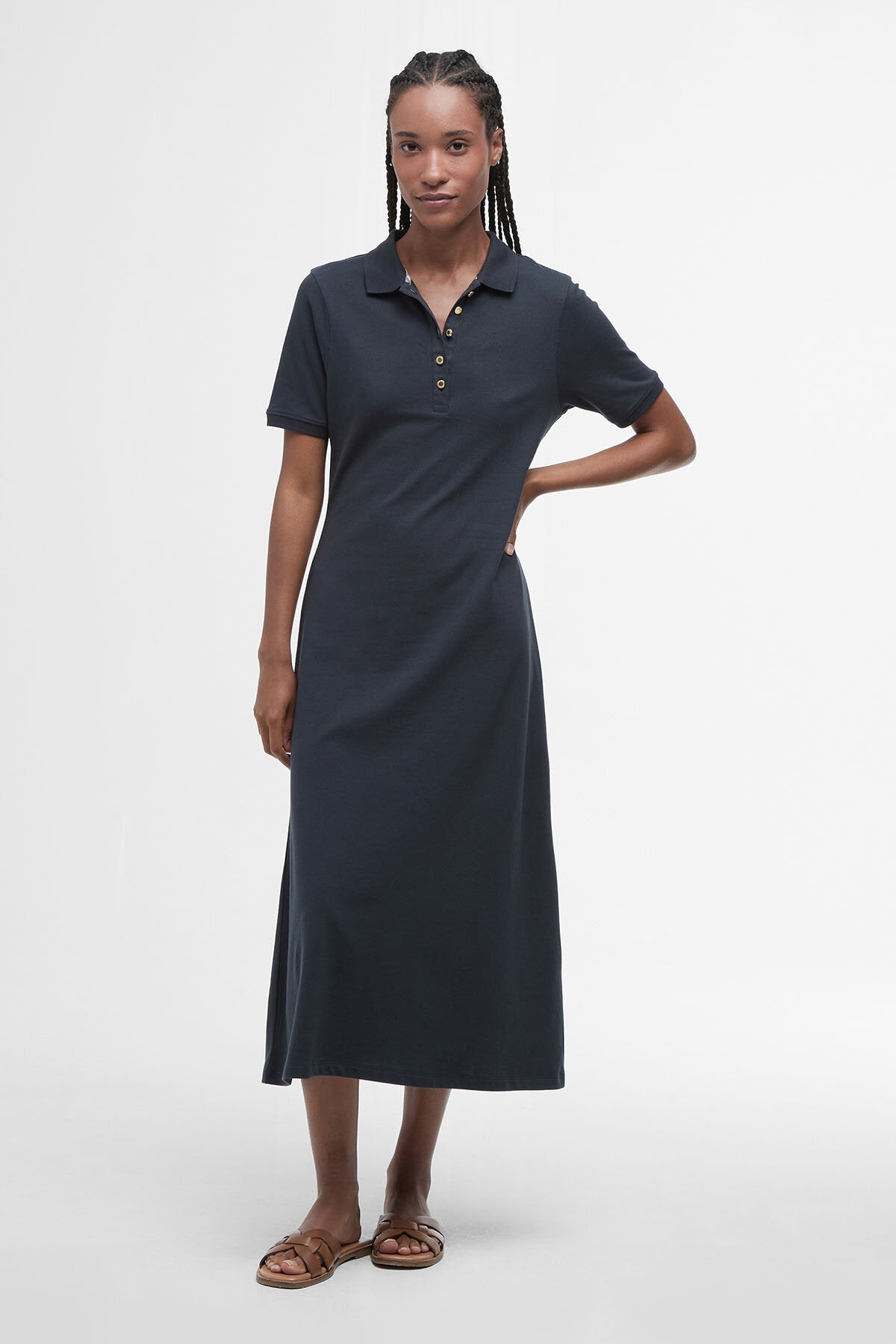 Celeste Midi Polo Dress - NAVY