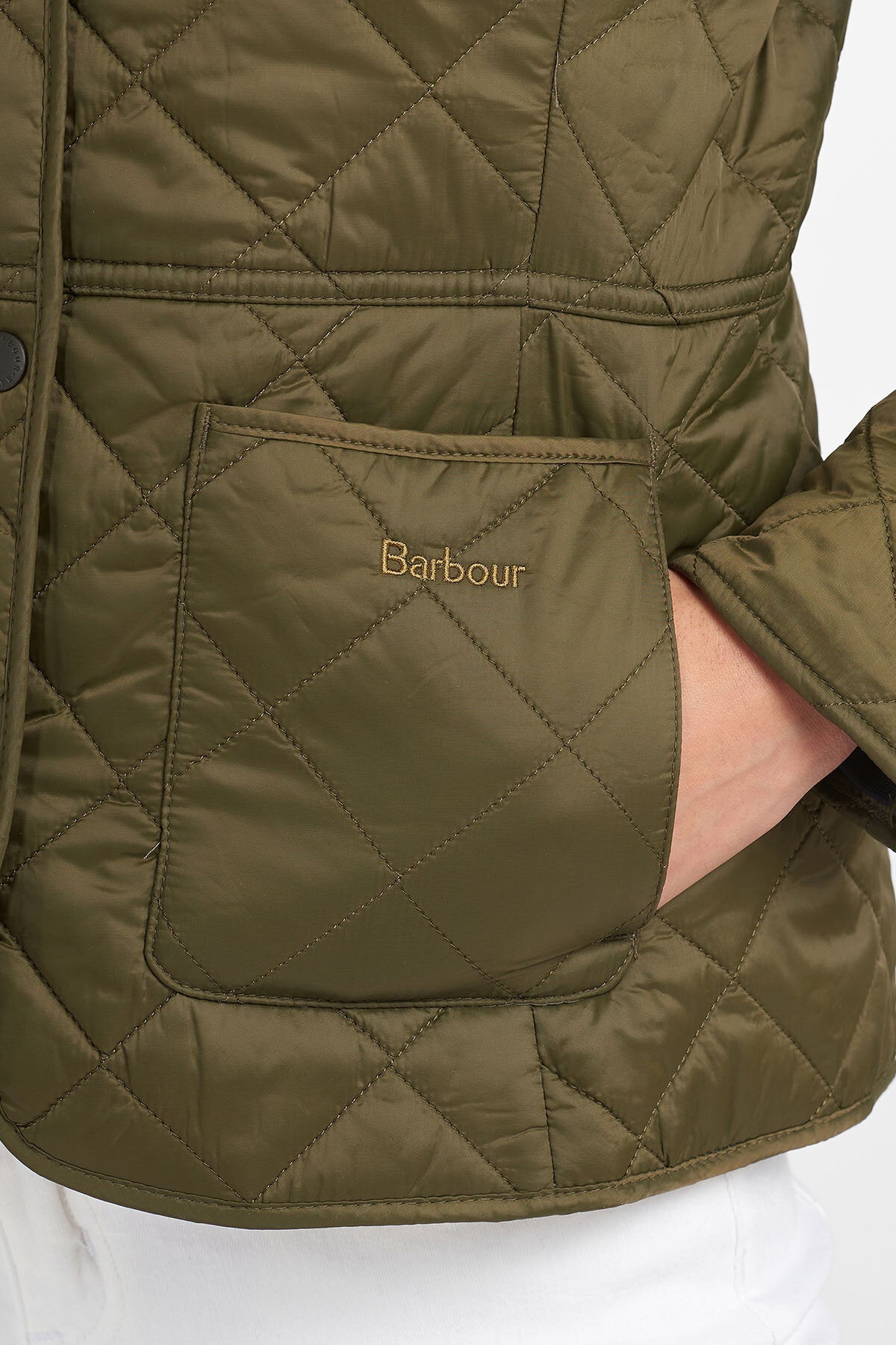 Deveron Quilted Jacket - OLIVE/PALE PINK
