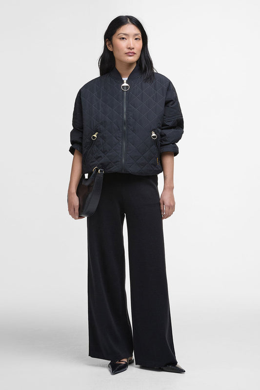 Emlyn Quilted Bomber Jacket - BLACK/ANCIENT