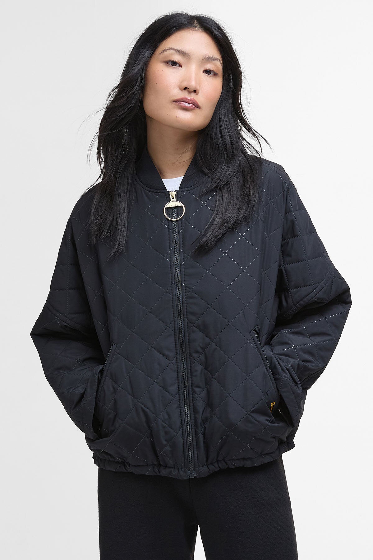 Emlyn Quilted Bomber Jacket - BLACK/ANCIENT