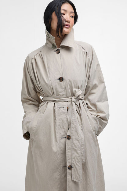 Garbo Showerproof Trench Coat - LIGHT SAND/ROSEMARY
