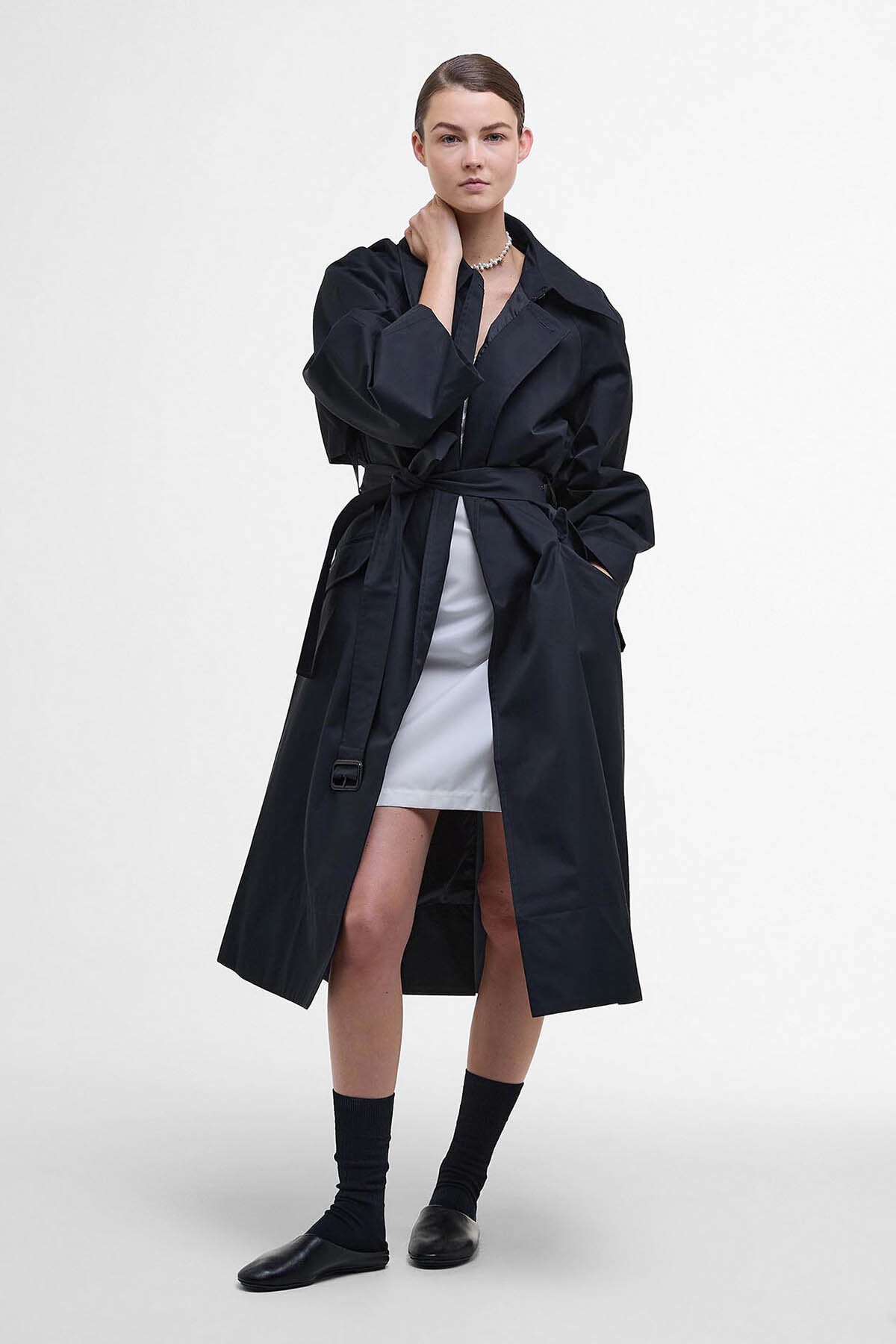 The Edit by Alexa Harley Showerproof Trench Coat - DK NAVY