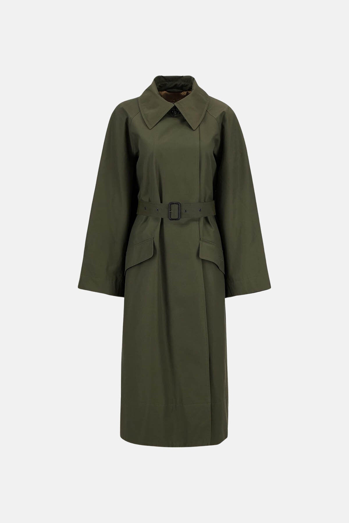 The Edit by Alexa Harley Showerproof Trench Coat - HIGHLAND OLIVE/SAND