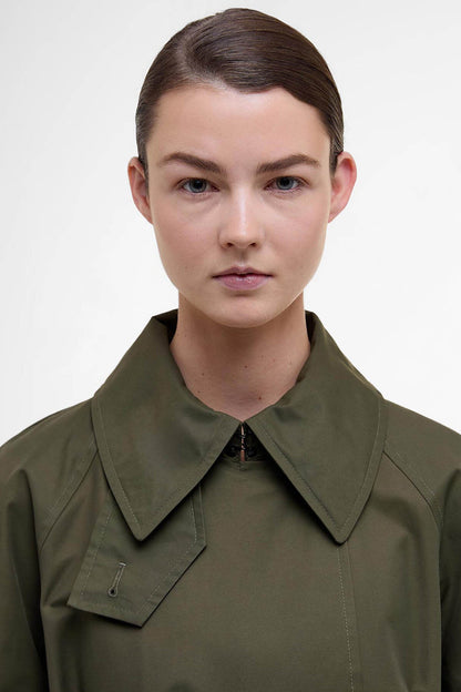 The Edit by Alexa Harley Showerproof Trench Coat - HIGHLAND OLIVE/SAND