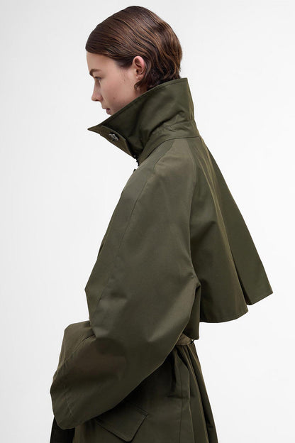 The Edit by Alexa Harley Showerproof Trench Coat - HIGHLAND OLIVE/SAND