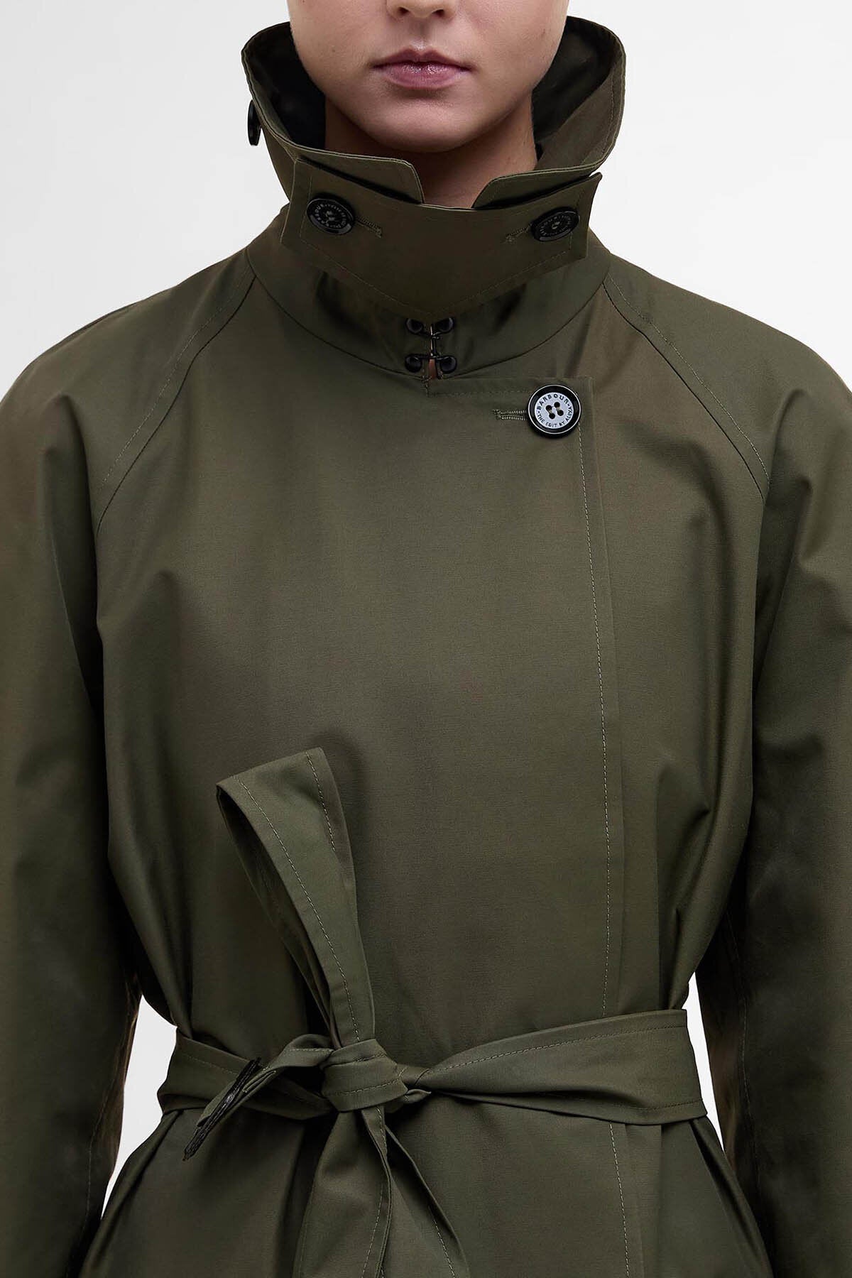 The Edit by Alexa Harley Showerproof Trench Coat - HIGHLAND OLIVE/SAND