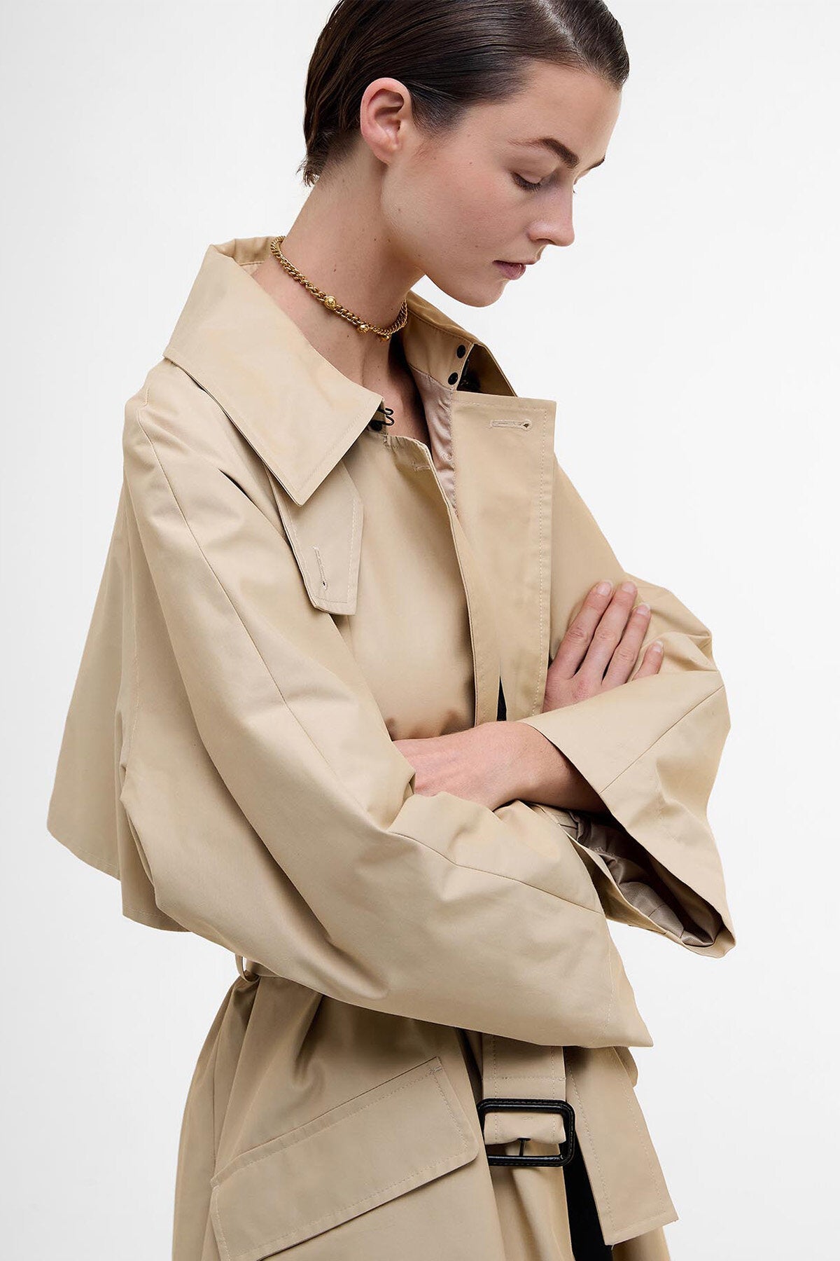 The Edit by Alexa Harley Showerproof Trench Coat - LT SAND