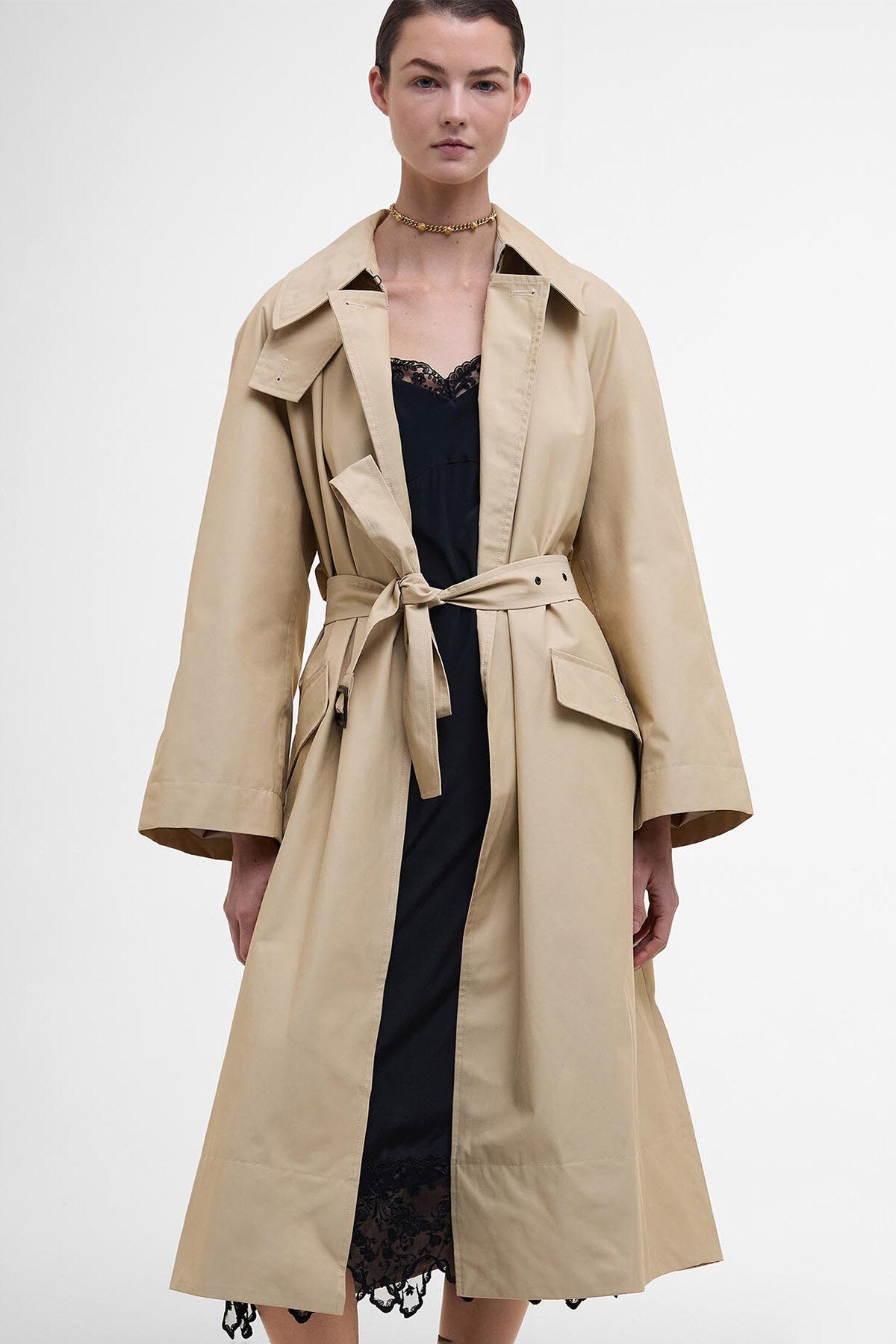 The Edit by Alexa Harley Showerproof Trench Coat - LT SAND