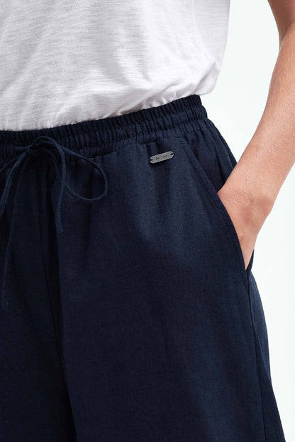 Christie Cotton & Linen Trousers - NAVY