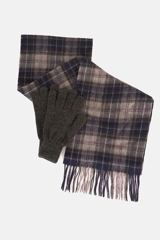 Tartan Scarf & Glove Gift Set - BLACK SLATE TARTAN