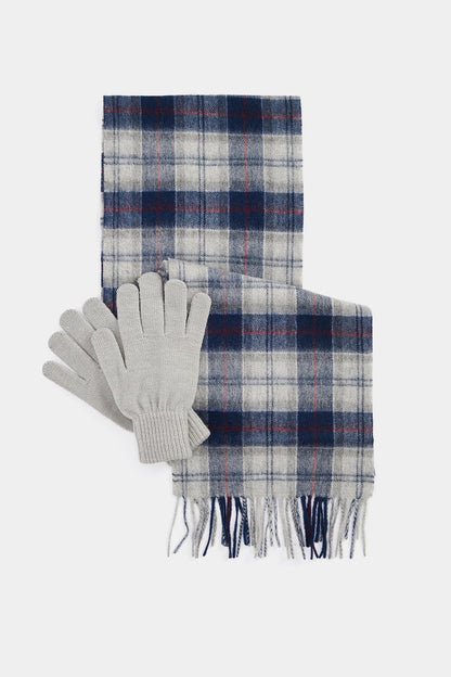 Tartan Scarf & Glove Gift Set - BLUE GRANITE
