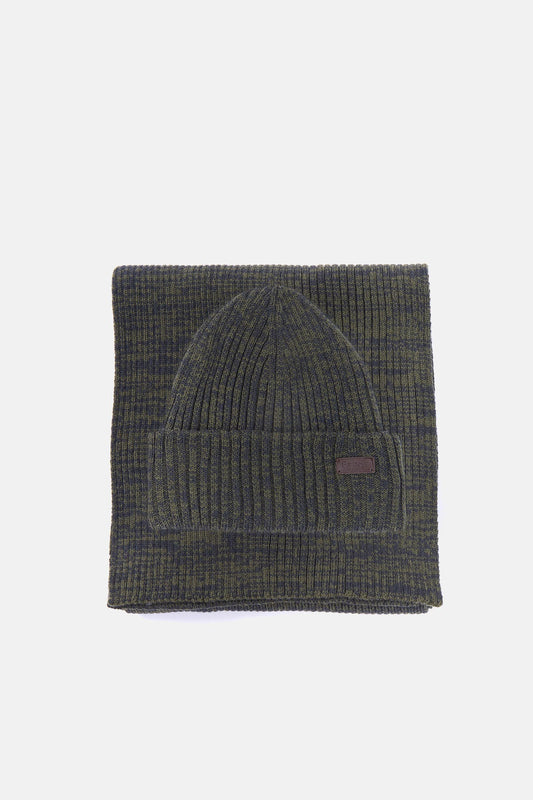 Crimdon Beanie & Scarf Gift Set - OLIVE TWIST