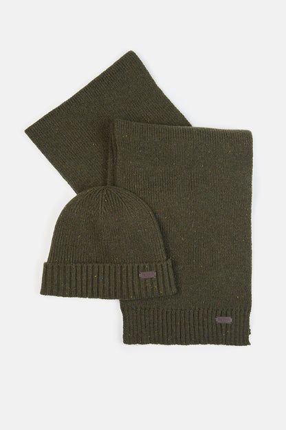Carlton Fleck Beanie & Scarf Gift Set - OLIVE