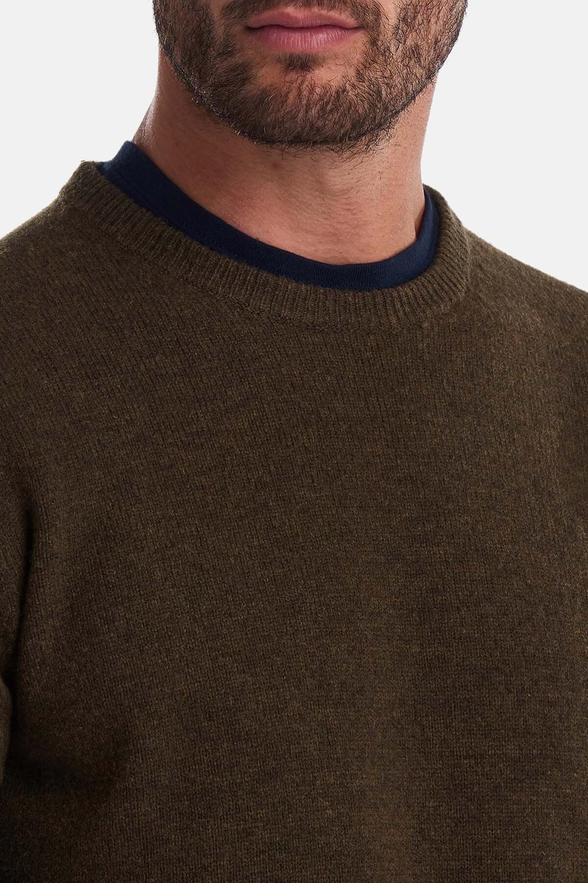 Crew Neck Wool Sweater - WILLOW GREEN