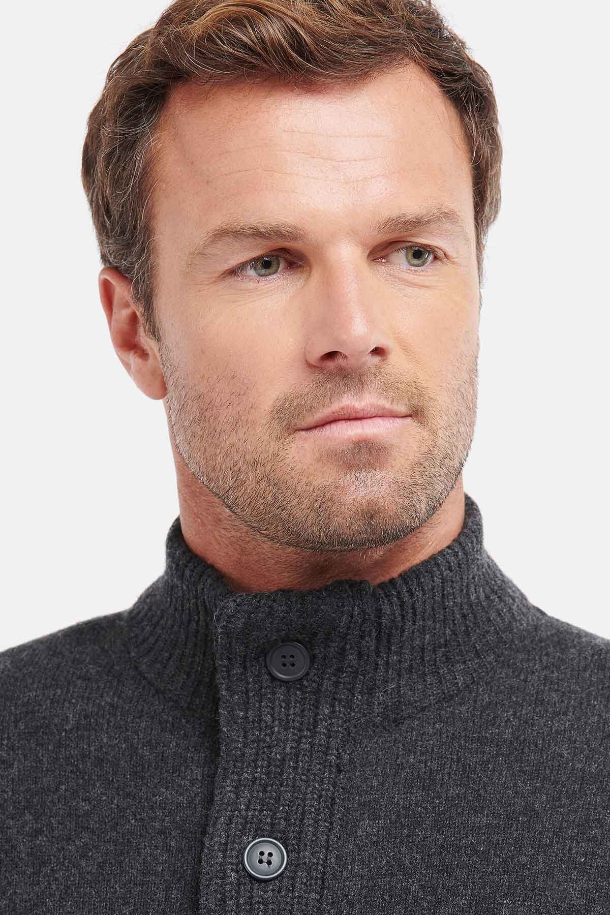 Patch Zip Through - CHARCOAL MARL