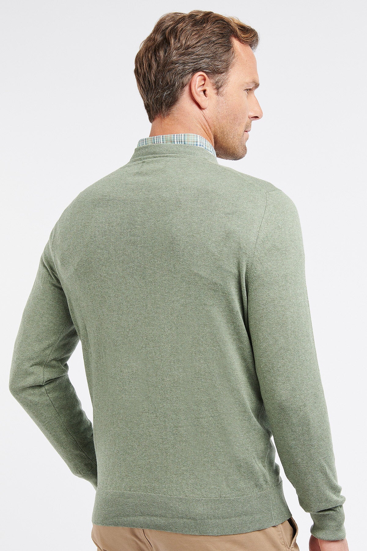 Light cotton Crew-Neck Sweater - LIGHT MOSS