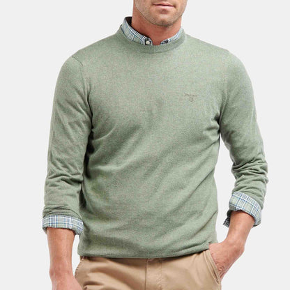 Light cotton Crew-Neck Sweater - LIGHT MOSS