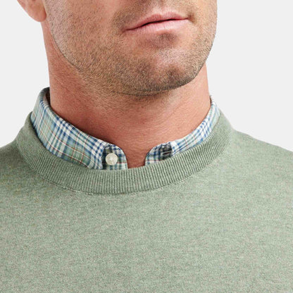 Light cotton Crew-Neck Sweater - LIGHT MOSS