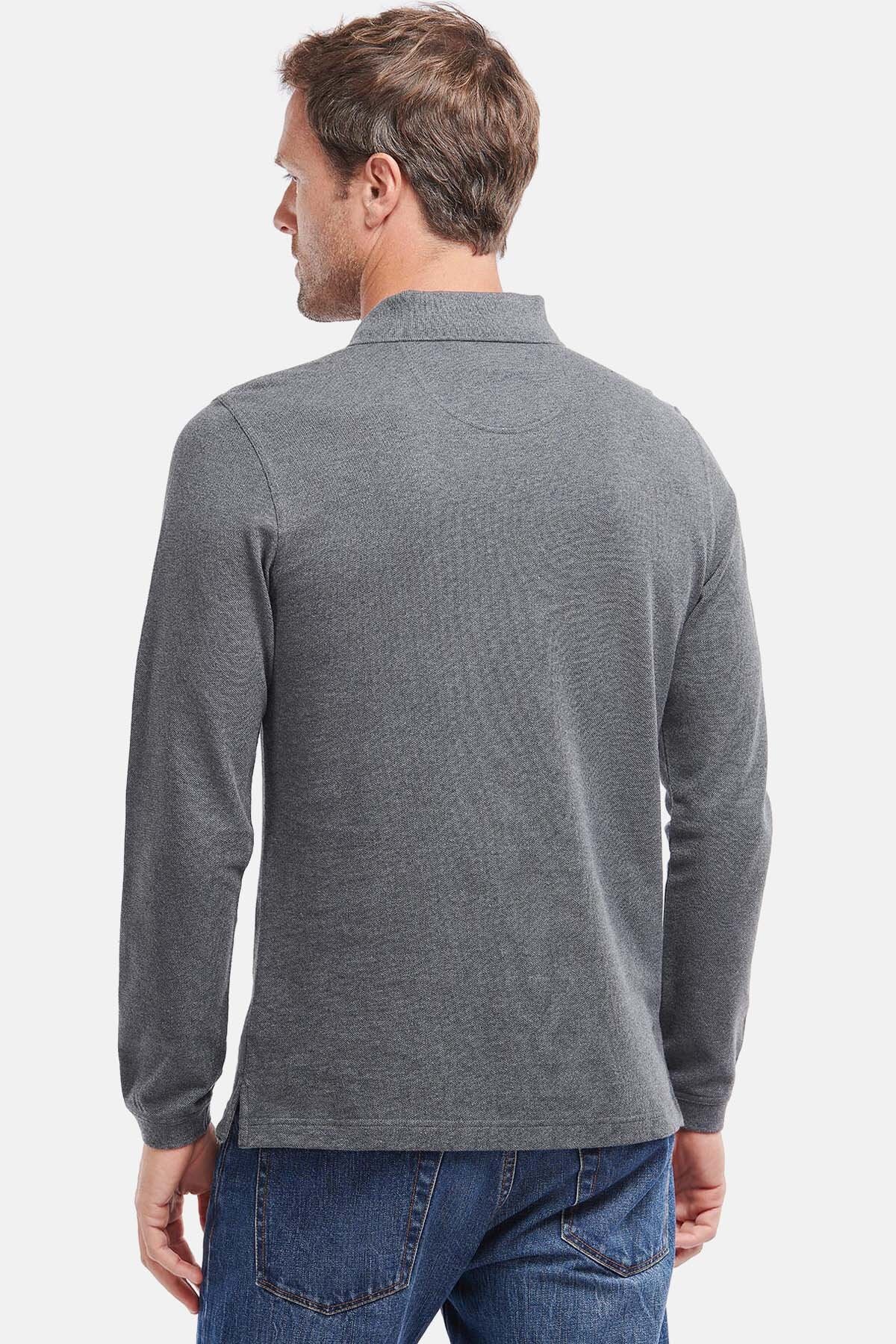 Essential Long-Sleeve Polo Shirt - SLATE MARL