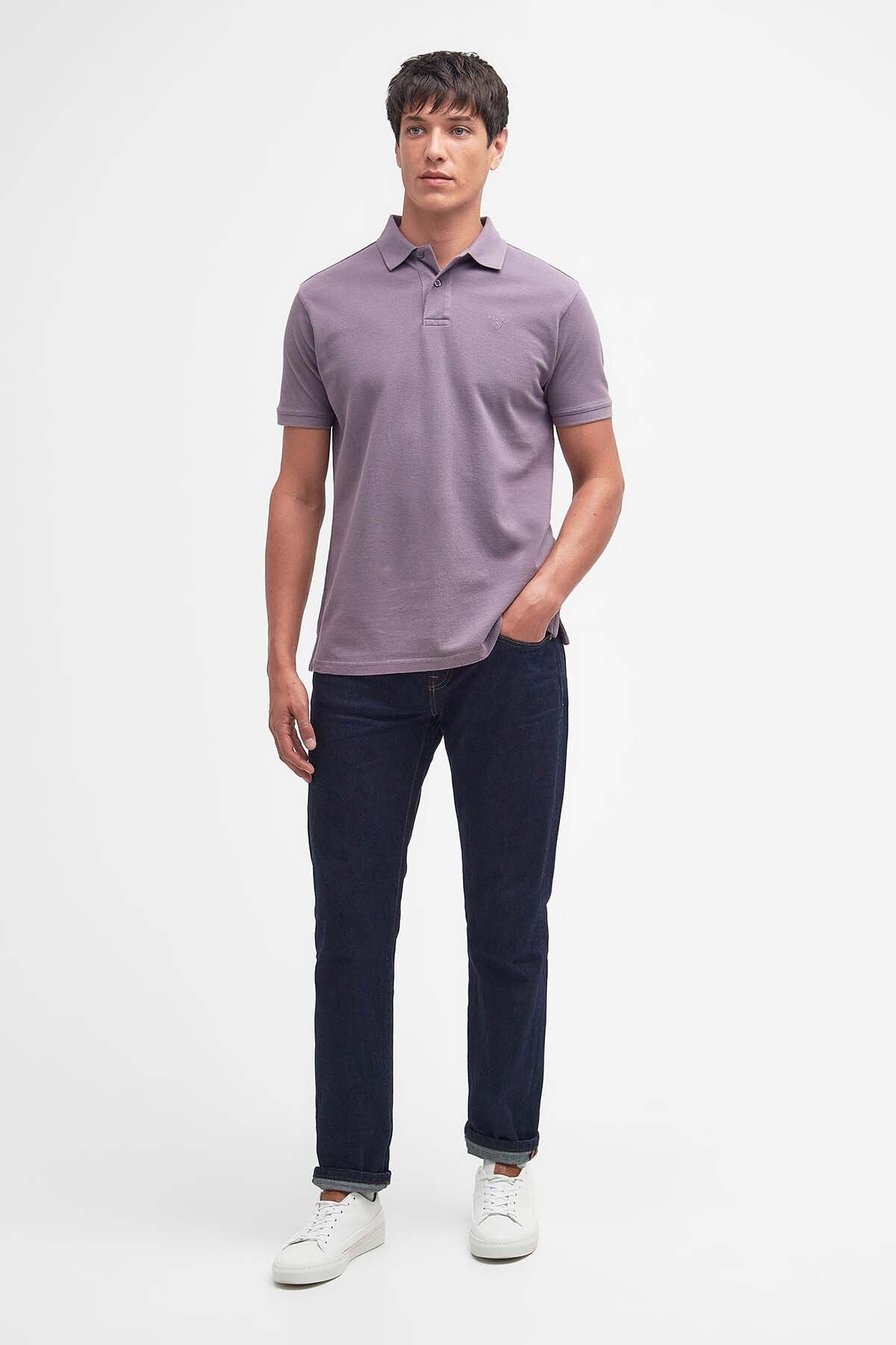 Washed-Out Sports Polo Shirt - PURPLE SLATE