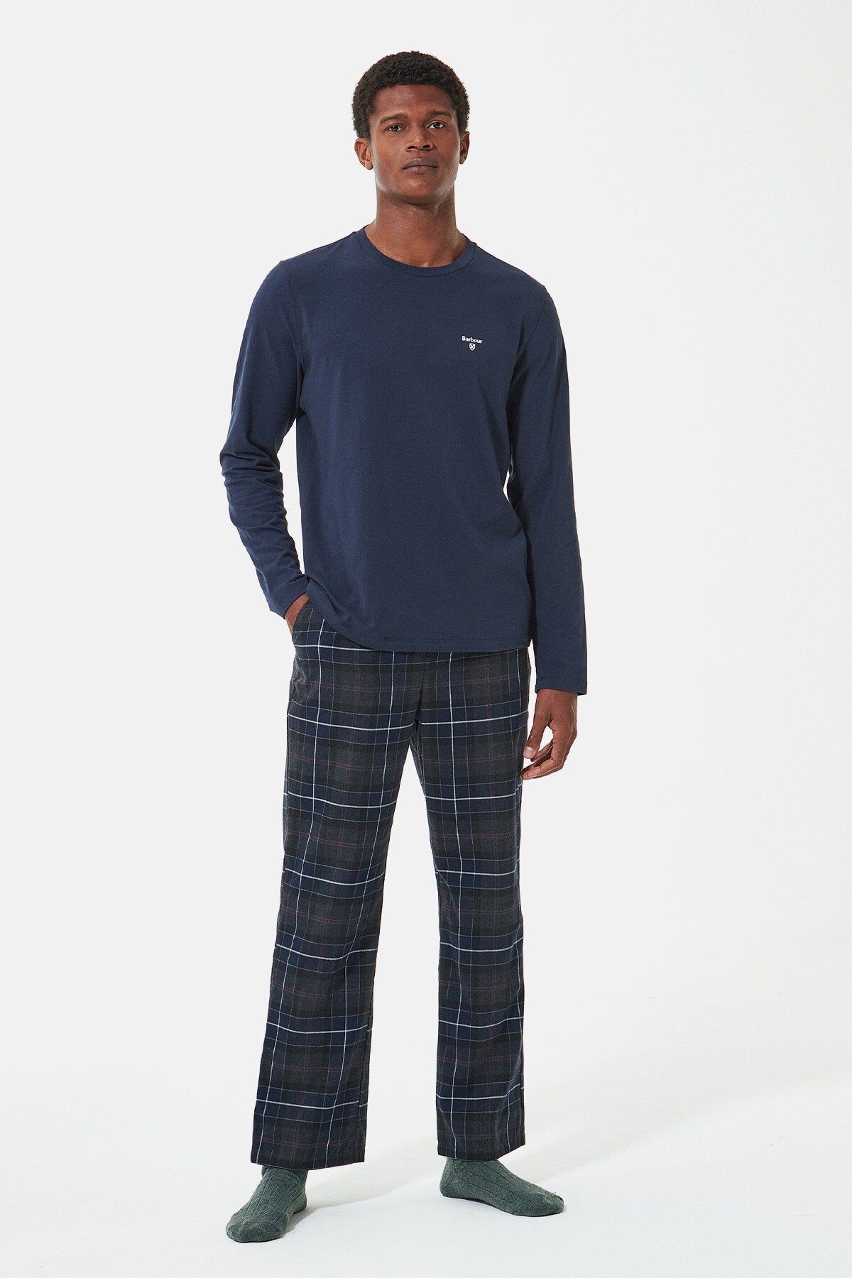 Doug Pyjama Set - BLACK SLATE TARTAN
