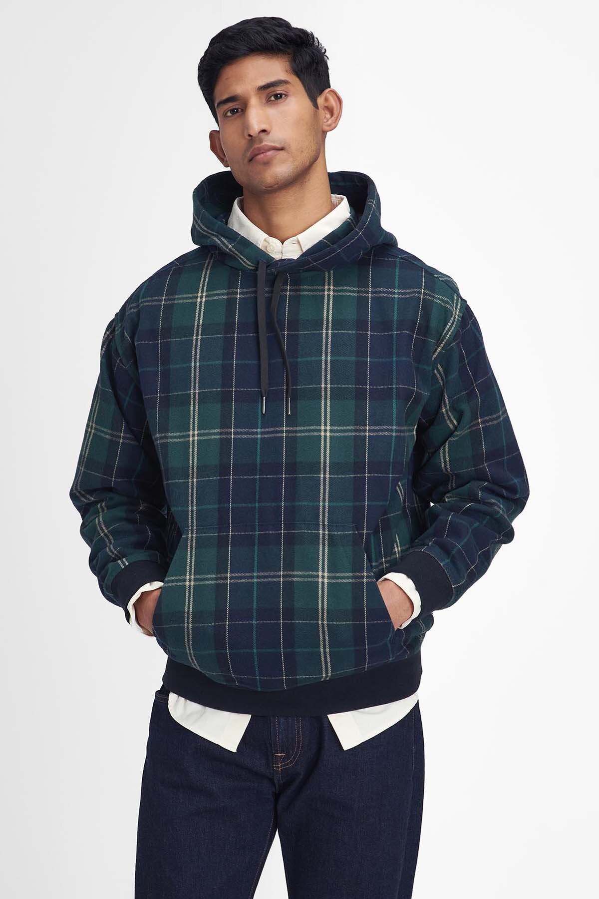 Brough Tartan Hoodie - GREEN LOCH TARTAN