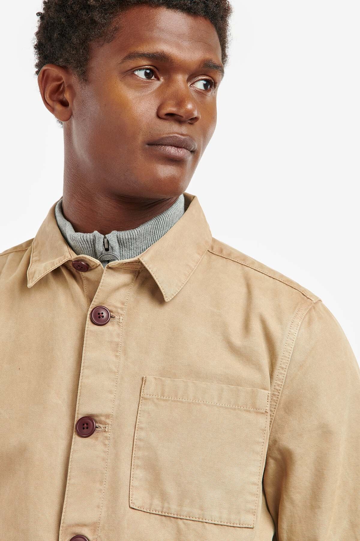 Washed Cotton Overshirt - WASHED STONE