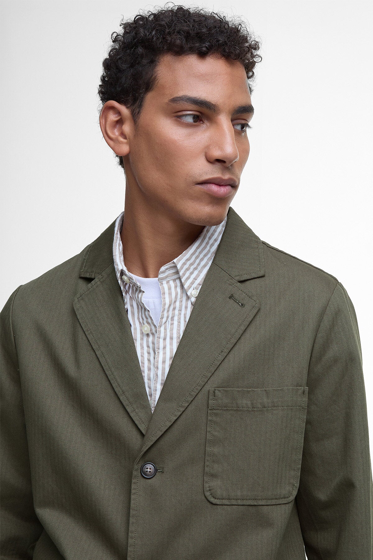 Bayview Herringbone Overshirt - UNIFORM GREEN