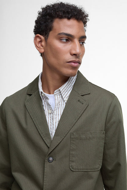 Bayview Herringbone Overshirt - UNIFORM GREEN