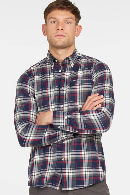 Cotton Shirt with breast pocket - NAVY