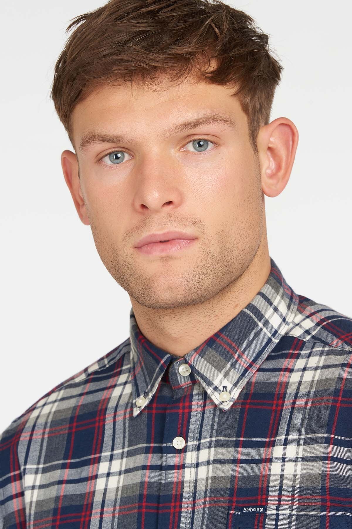 Cotton Shirt with breast pocket - NAVY