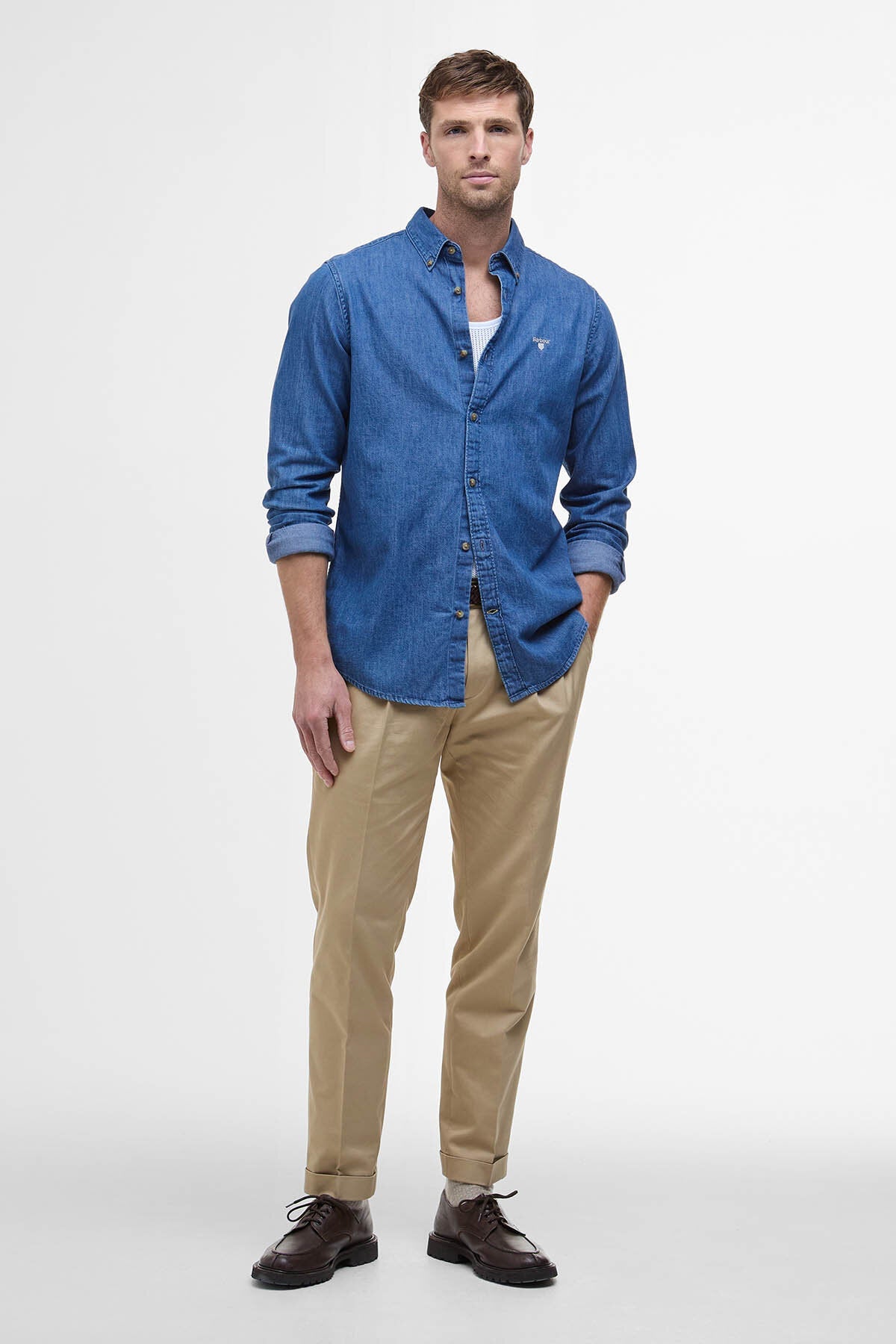 Denim Crest Tailored Long-Sleeved Shirt - CHAMBRAY