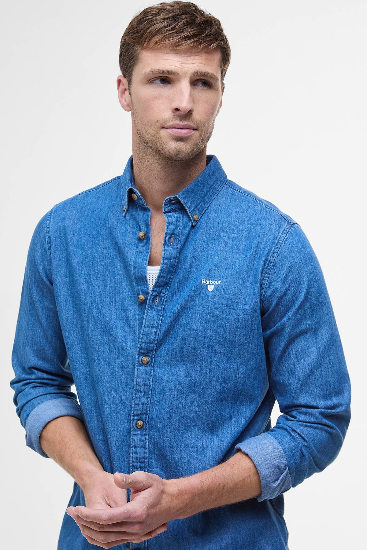 Denim Crest Tailored Long-Sleeved Shirt - CHAMBRAY