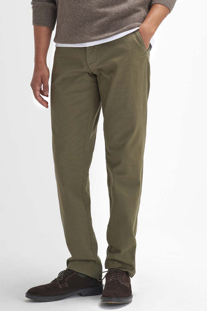 Washed Stretch Tailored Trousers - OLIVE