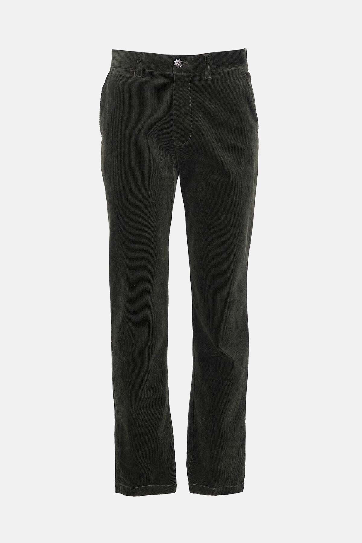 Stretch Cord Tailored Trousers - FOREST