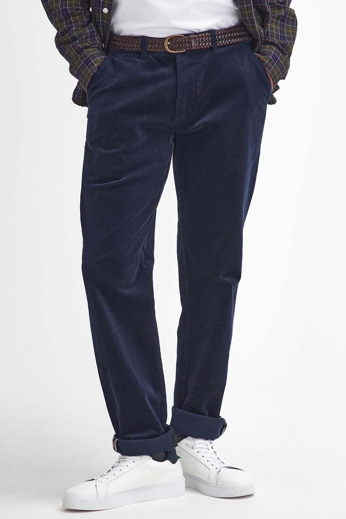Stretch Cord Tailored Trousers - NAVY