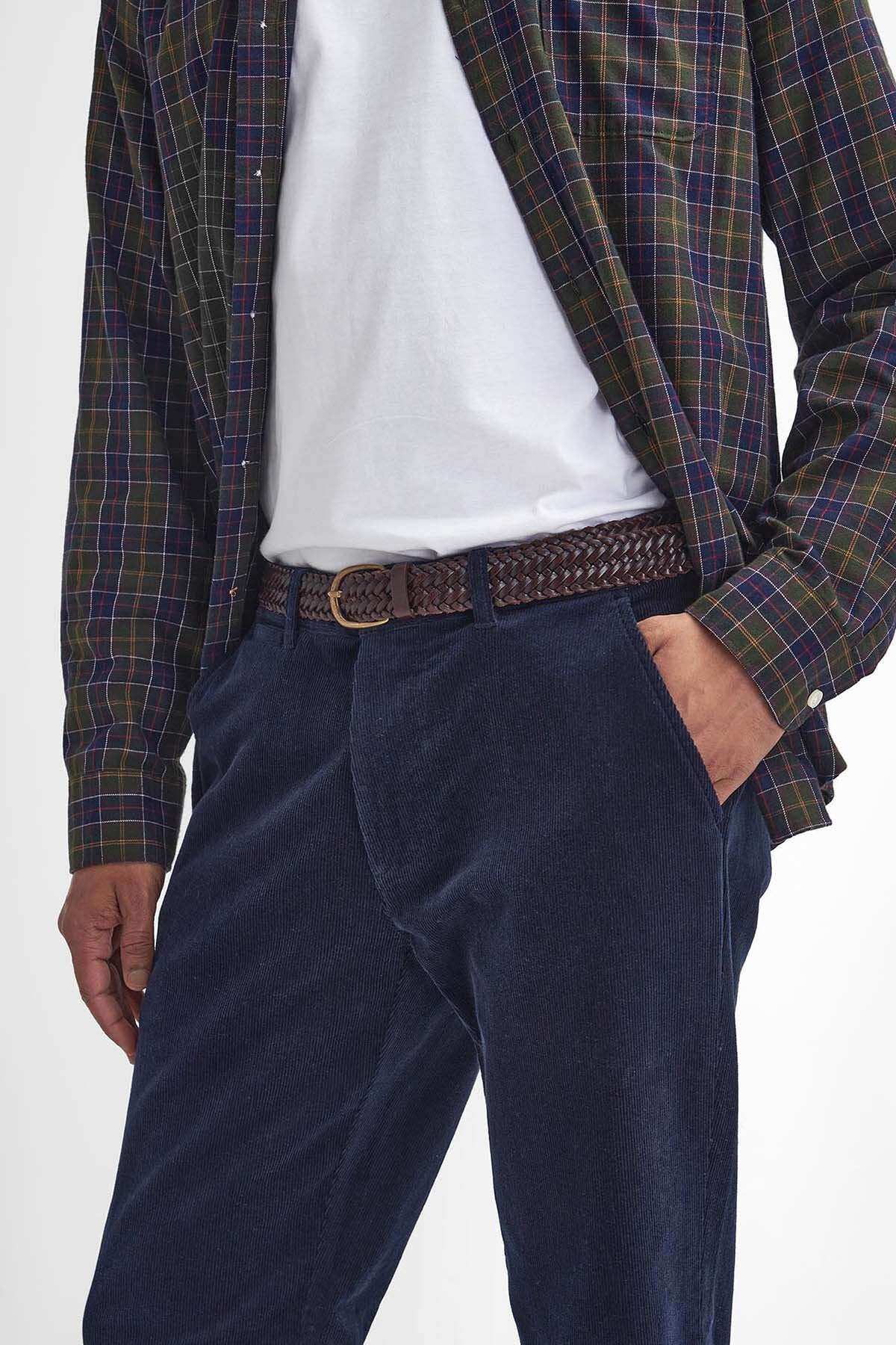 Stretch Cord Tailored Trousers - NAVY