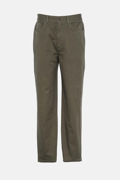 Washed Stretch Regular Trousers - OLIVE