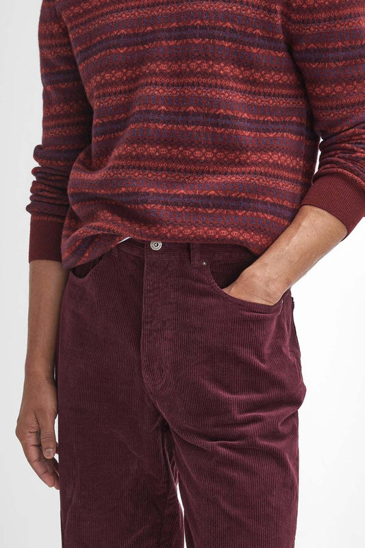 Stretch Cord Regular Trousers - DARK MERLOT