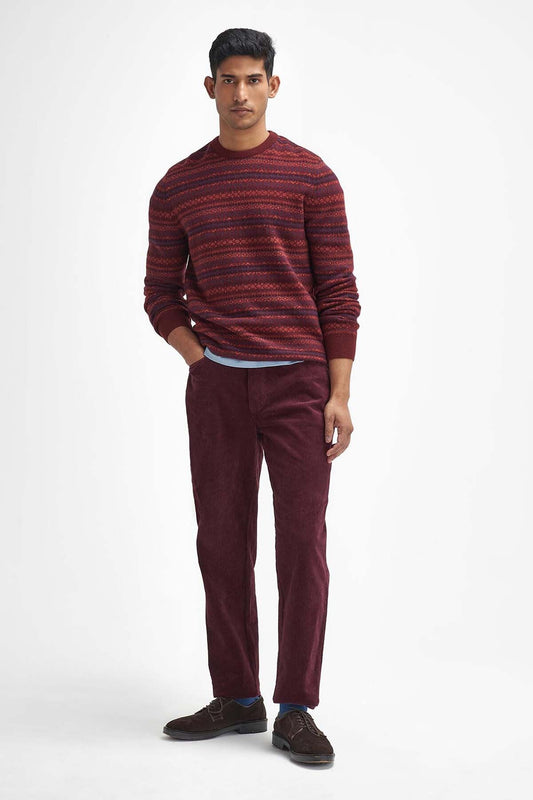 Stretch Cord Regular Trousers - DARK MERLOT