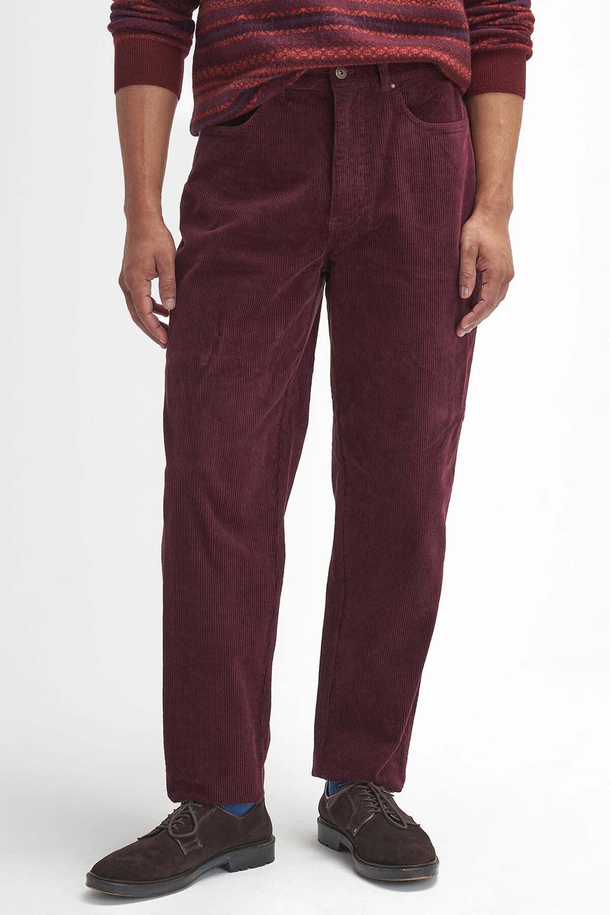 Stretch Cord Regular Trousers - DARK MERLOT