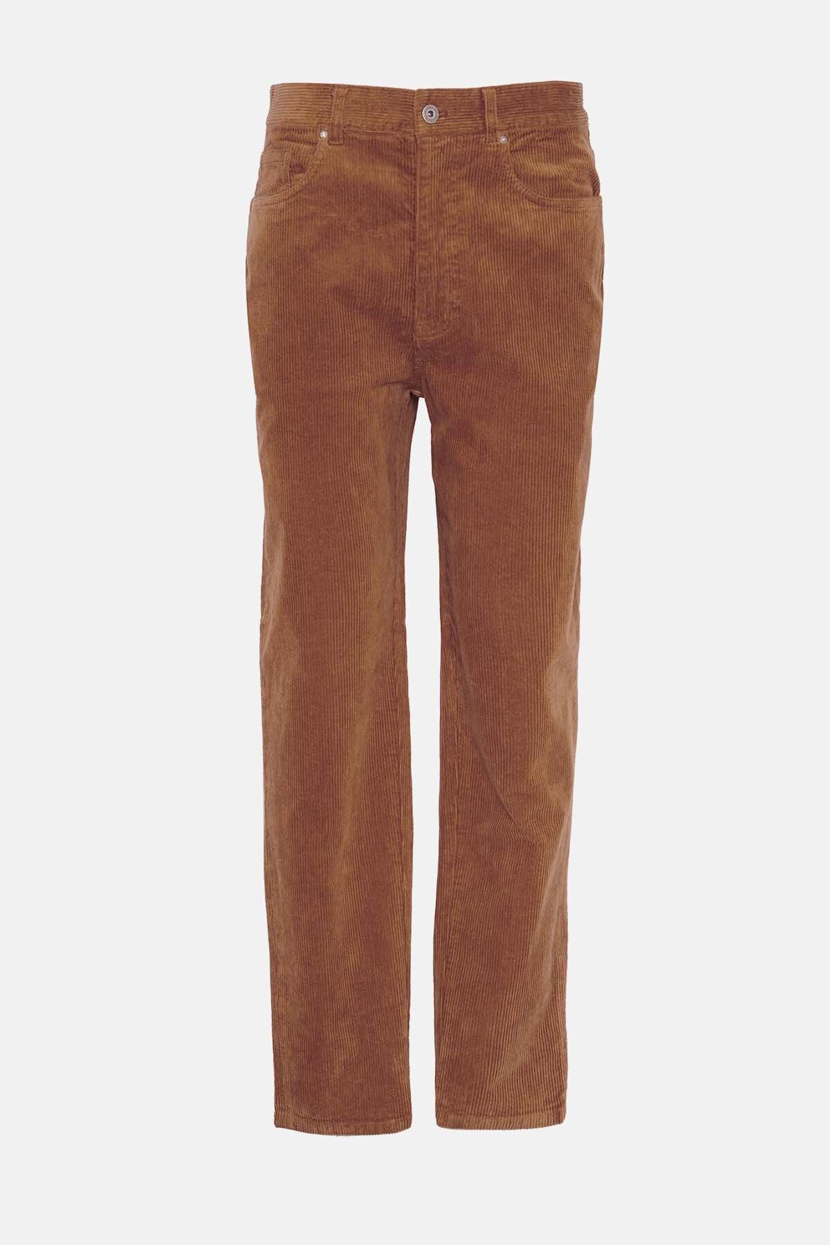 Stretch Cord Regular Trousers - DARK HONEY