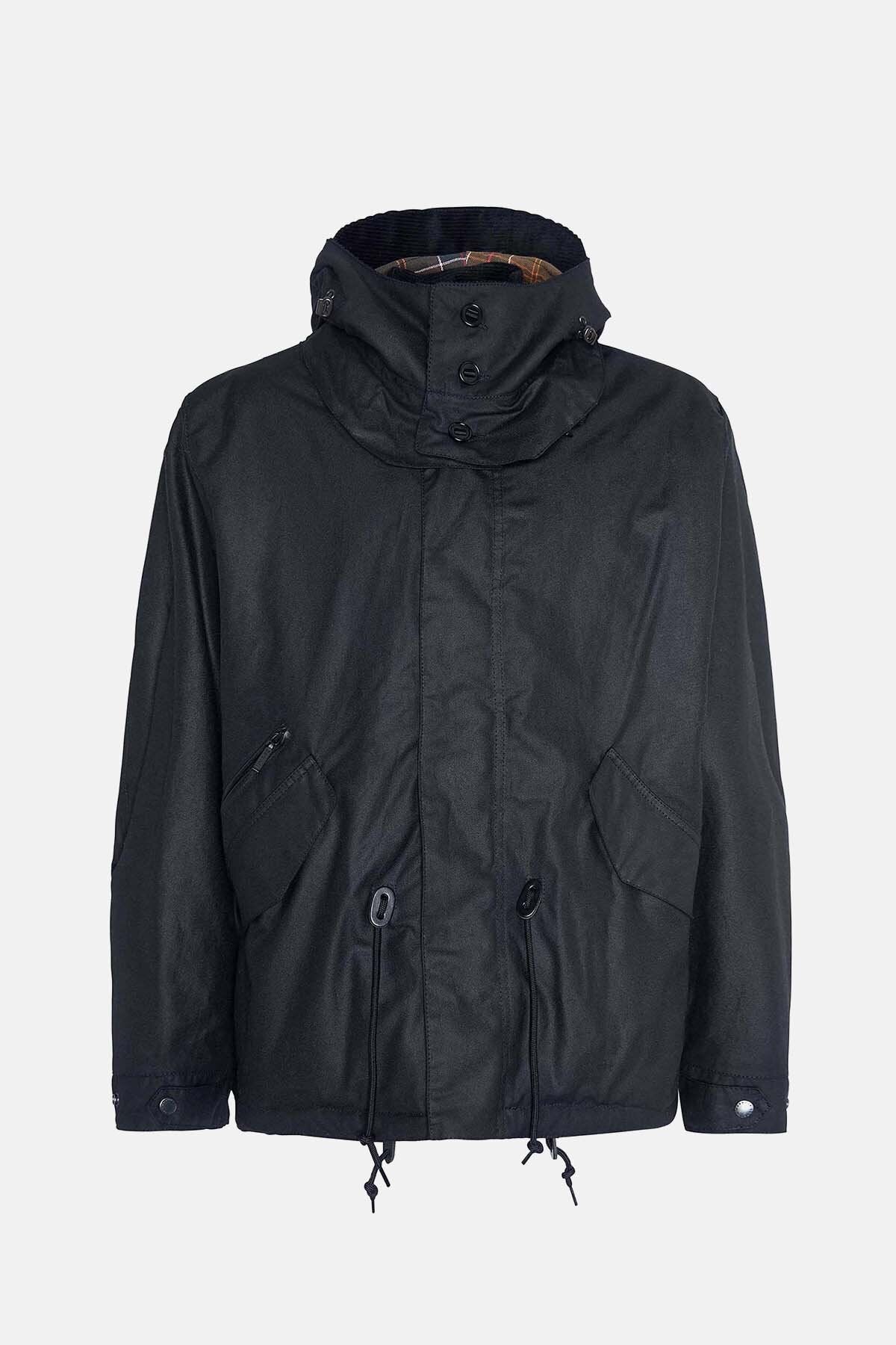 Short Wind Waxed Parka - BLACK