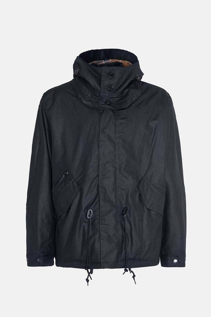 Short Wind Waxed Parka - BLACK