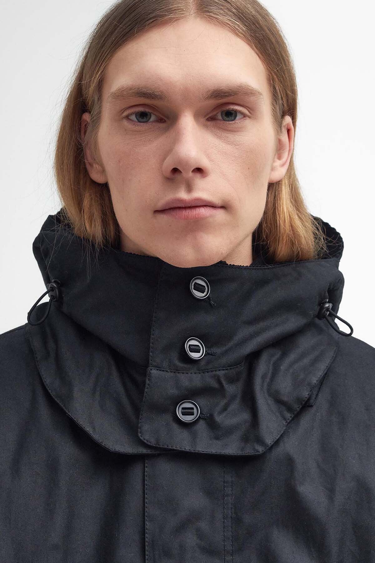 Short Wind Waxed Parka - BLACK