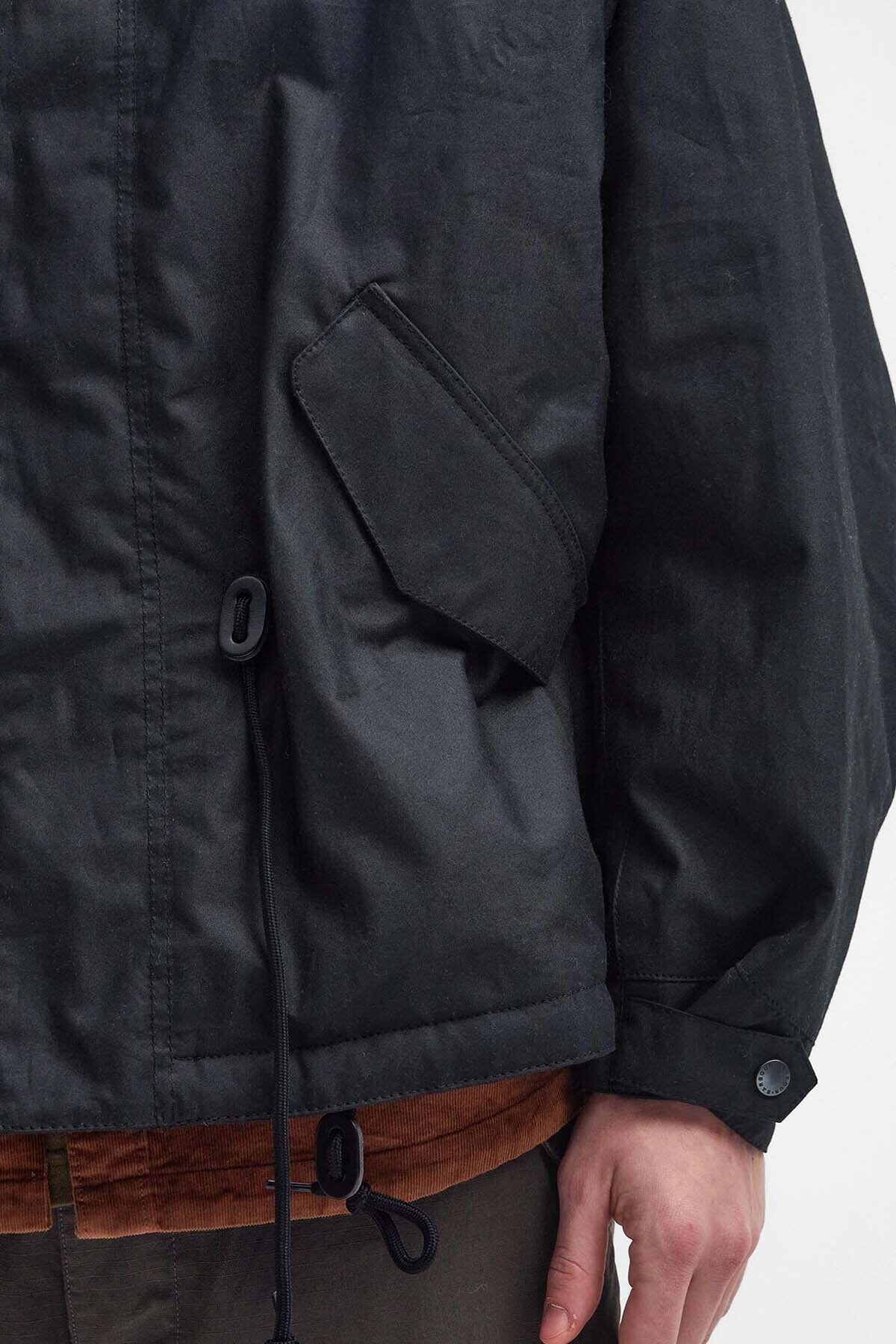 Short Wind Waxed Parka - BLACK
