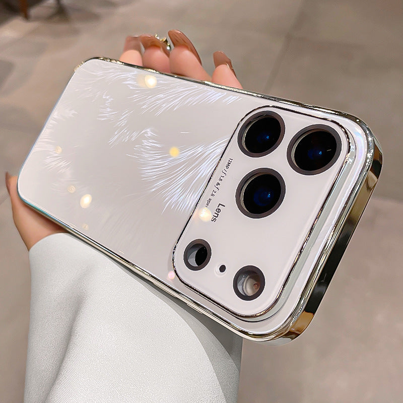 Feather Yarn Glass Lens All-inclusive iPhone 17 Mobile Phone Case