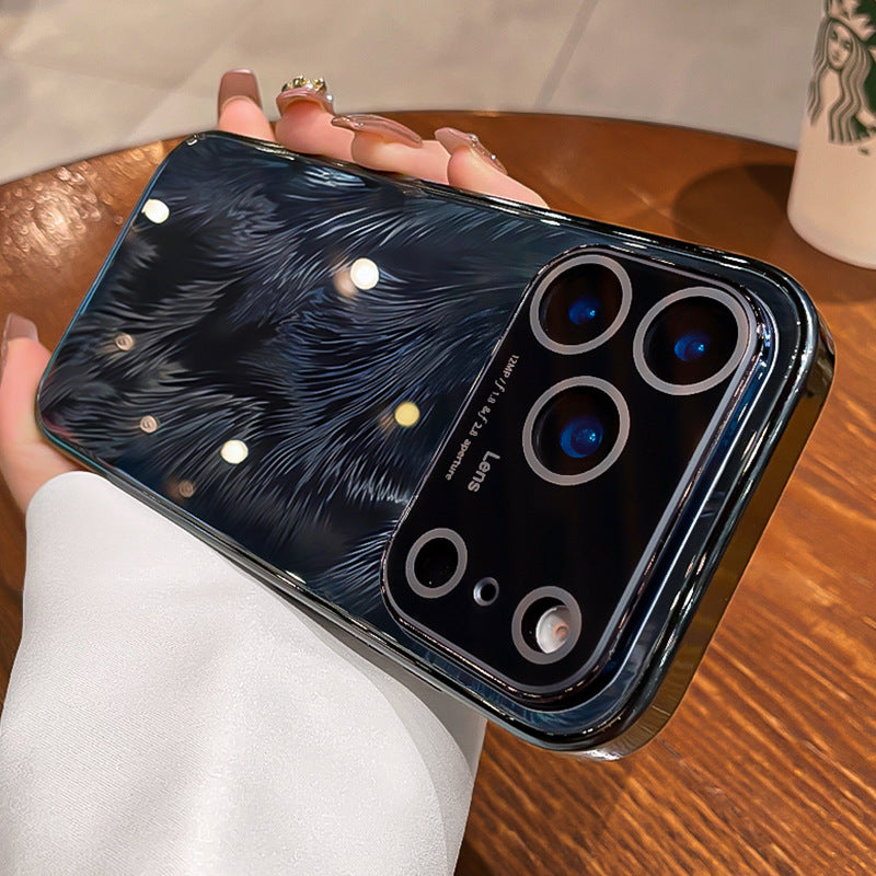 Feather Yarn Glass Lens All-inclusive iPhone 17 Mobile Phone Case