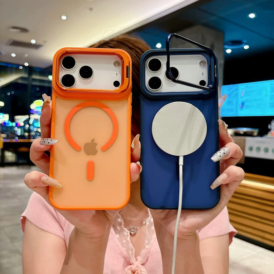 iPhone 17 Pro/17 Pro Max Magnetic Matte Frosted Case / Metal Bracket Phone cover