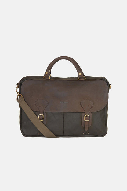 Wax Leather Briefcase - OLIVE
